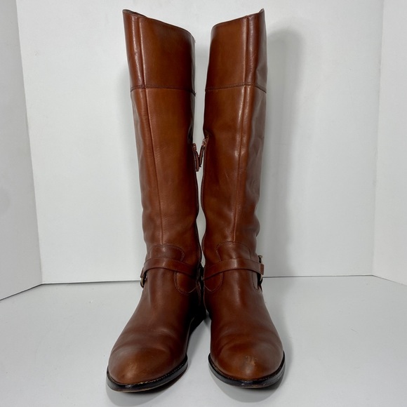 VIA SPIGA Brown Leather Riding Boots Chain Detail - Picture 3 of 13